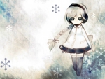 Cute girl in snow flakes