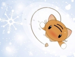 Cute Anime Cat In Snow