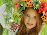 Girl with wreath of flowers
