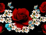 Roses,Plumeria,and Butterflies