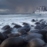 amazing black stones on a seashore