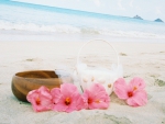 flower basket on the beach