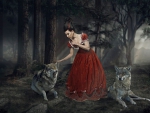 Woman And Her Pets