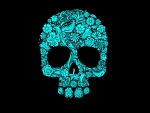 Teal~Blue Floral Sugar Skull
