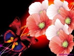 BUTTERFLY WITH POPPIES