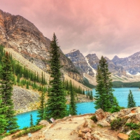 lookout over a spectacular lake landscape hdr
