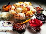 Ice cream and fruits