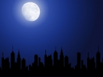 City at night with full moon!