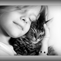 Sweet girl and cat