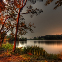 Autumn lake at dusk