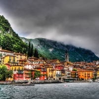 italian town on a lakeshore  hdr