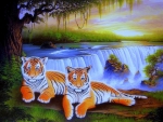 Tigers at Waterfalls