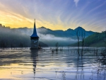 underwater church in a flooded lake