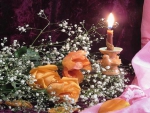 Flowers and candle