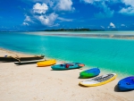 Canoes on Beach in South Pacific