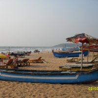 Fisher boats at the beach in Goa/India