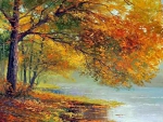 Autumn on Lake - Painting