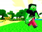 Minecraft Steve Zombie Playing Guitar On Land