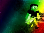 Minecraft Steve Zombie Playing Guitar Psychedelic