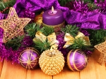 Purple and golden ornaments