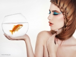 Beauty With Gold Fish