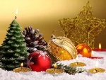 Candles and tree ornaments