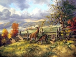 Deer in Autumn Landscape