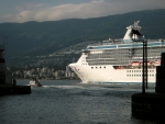 A cruise ship leaving Vancouver