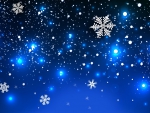 White Snowflakes on Blue