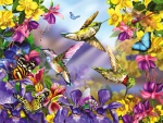 Hummingbirds and butterflies