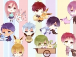 anime kuroko no basket with pokemon in chibi