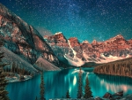 stars over wonderful landscape in green hue