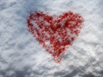 Heart on the snow on Valentine's Day