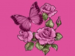 pretty purple butterfly with roses