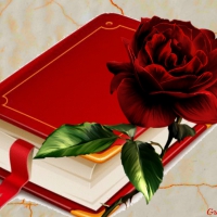 RED ROSE AND BOOK