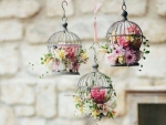 birdcages with flowers