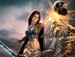 Sorceress Fighting Undead