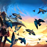 Miku and Birds