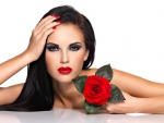 Beauty with red rose
