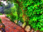 Brick path in a park
