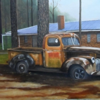 Painting of an old Ford pickup