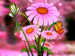 Pink flowers background