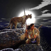 Indian with Cougar_Totem