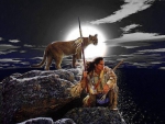 Indian with Cougar_Totem
