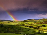 Rainbow And Sunlight, Yorkshire Dales, England