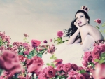 A beautiful princess in the pink rose