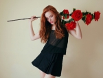 Girl with red roses