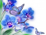Blooms and wings in blue
