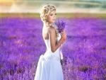 Bride in a field of lavender scented