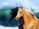 HORSES IN WAVES